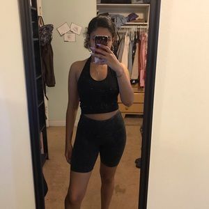 BLACK ACID WASH BIKER SHORTS